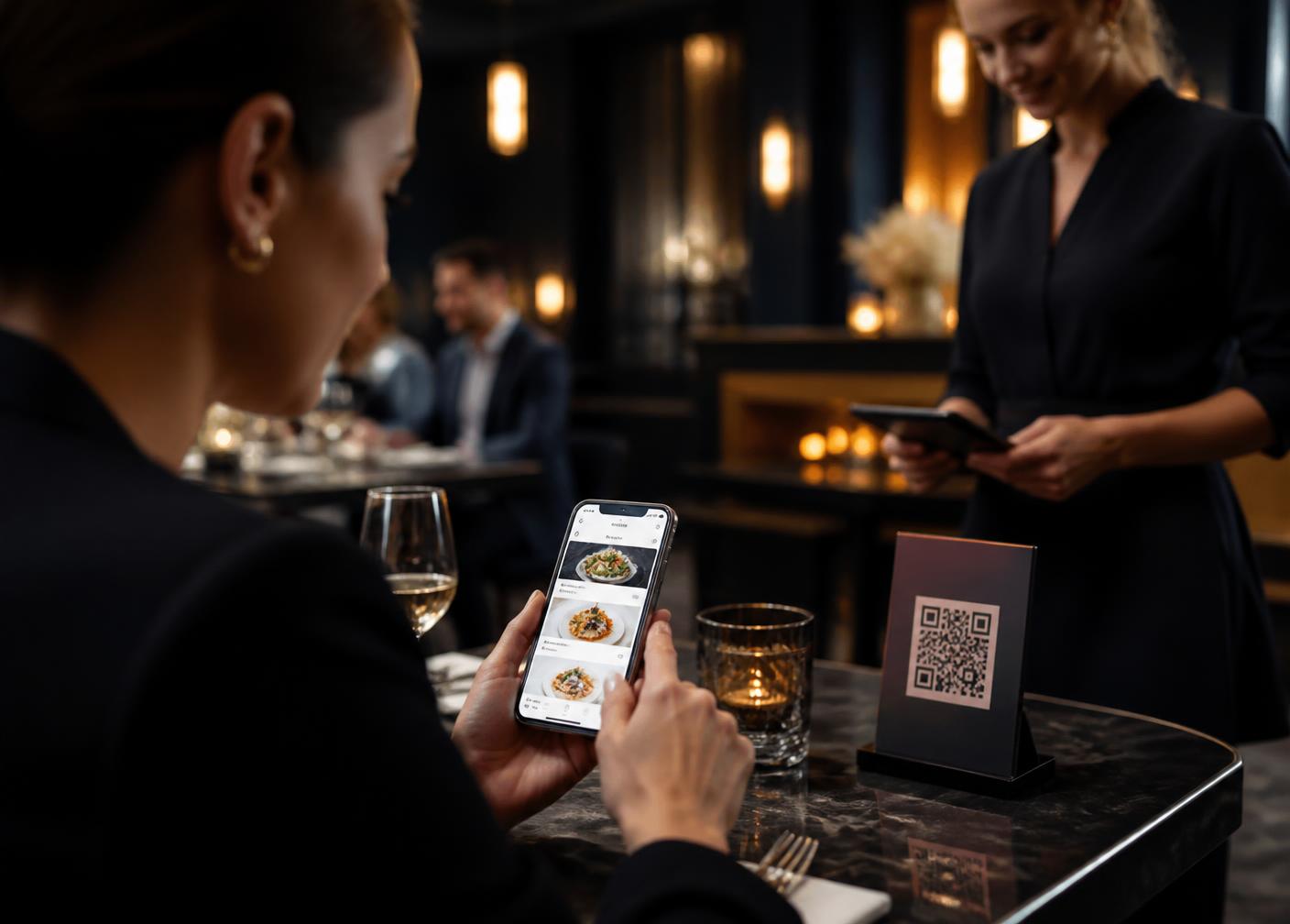 Cliente usando pedido por QR Code à mesa